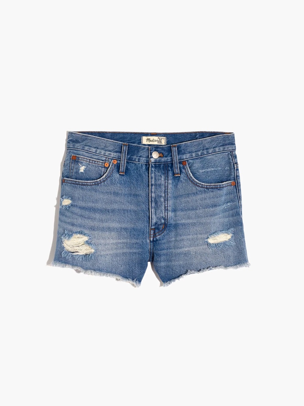 relaxed denim shorts in homecrest wash: ripped edition